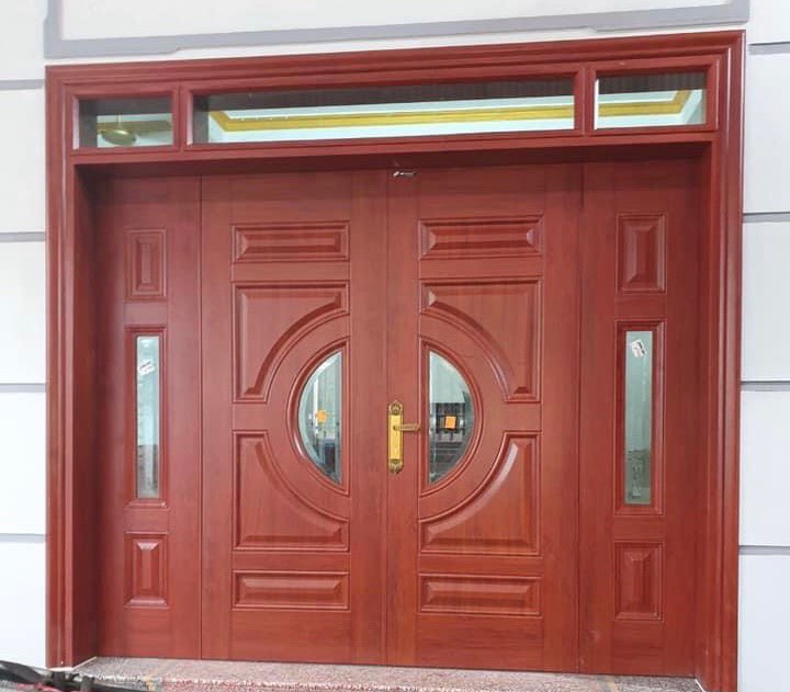 Cửa sắt vân gỗ 4 cánh tại Hà Nội