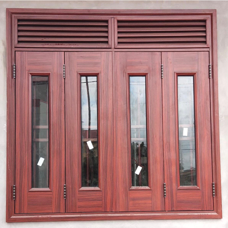 Cửa sắt vân gỗ 4 cánh tại Hà Nội